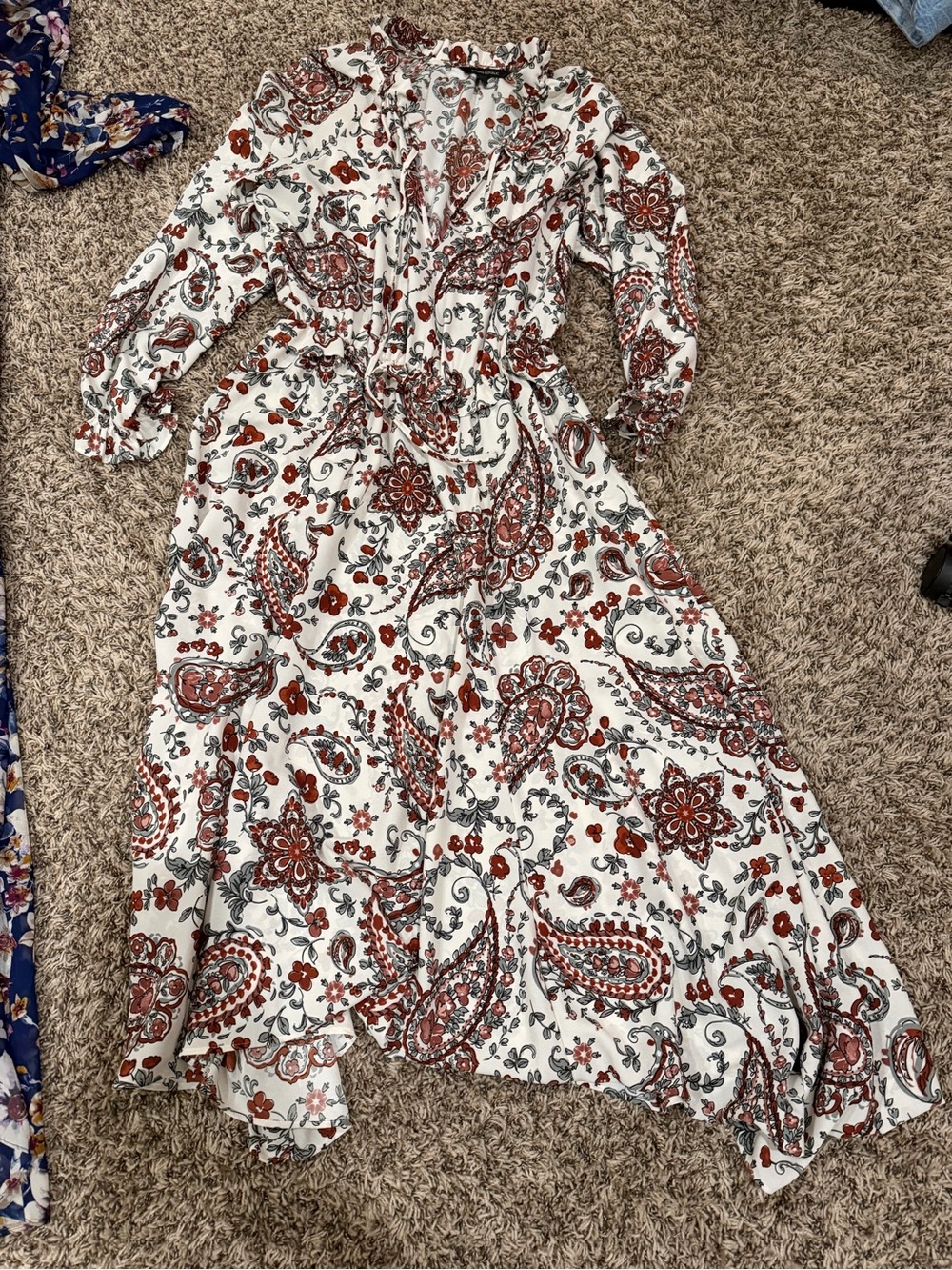 Banana Republic White Paisley Maxi Dress with Rust Accents